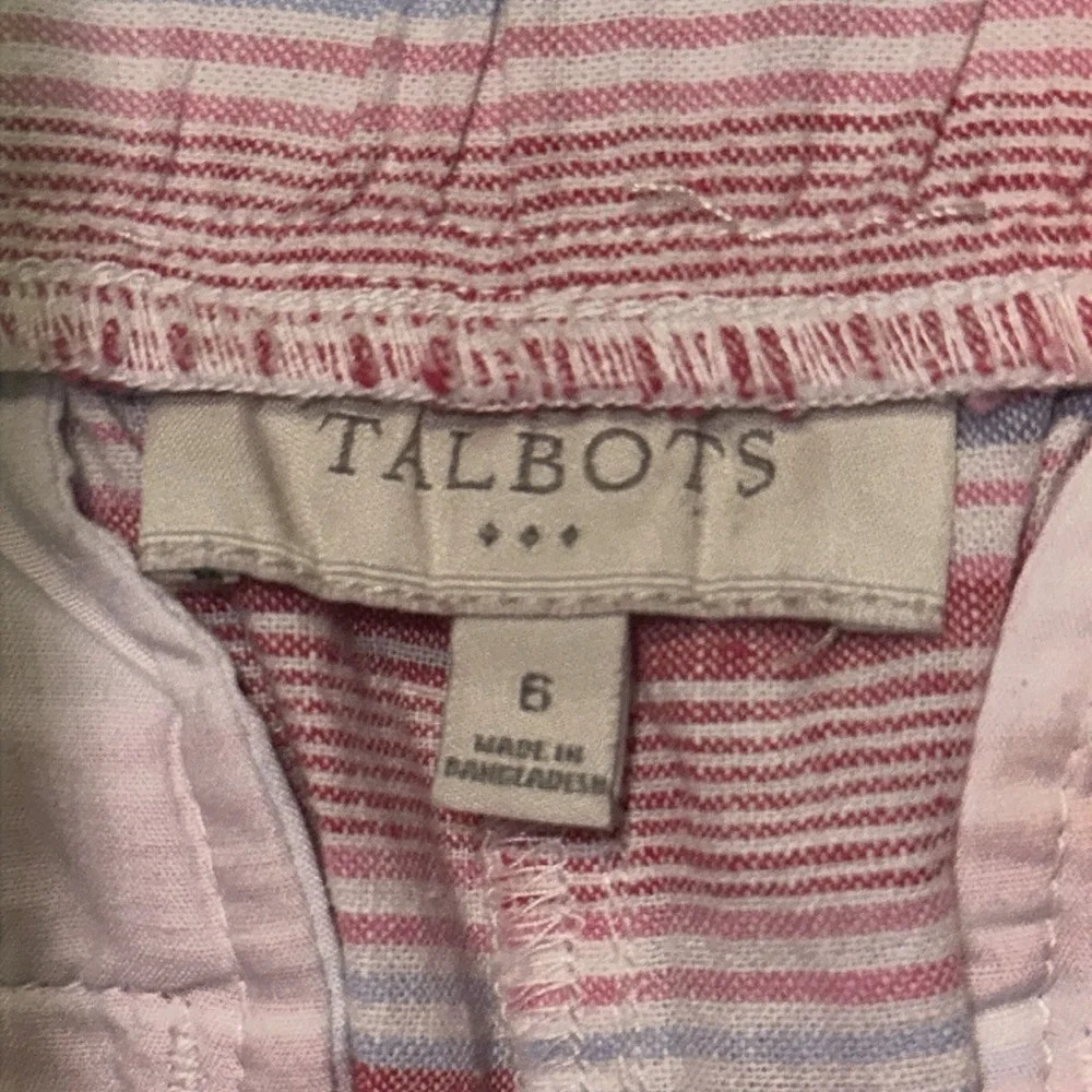 Striped Talbots Linen Blend Drawstring Shorts Siz… - image 3